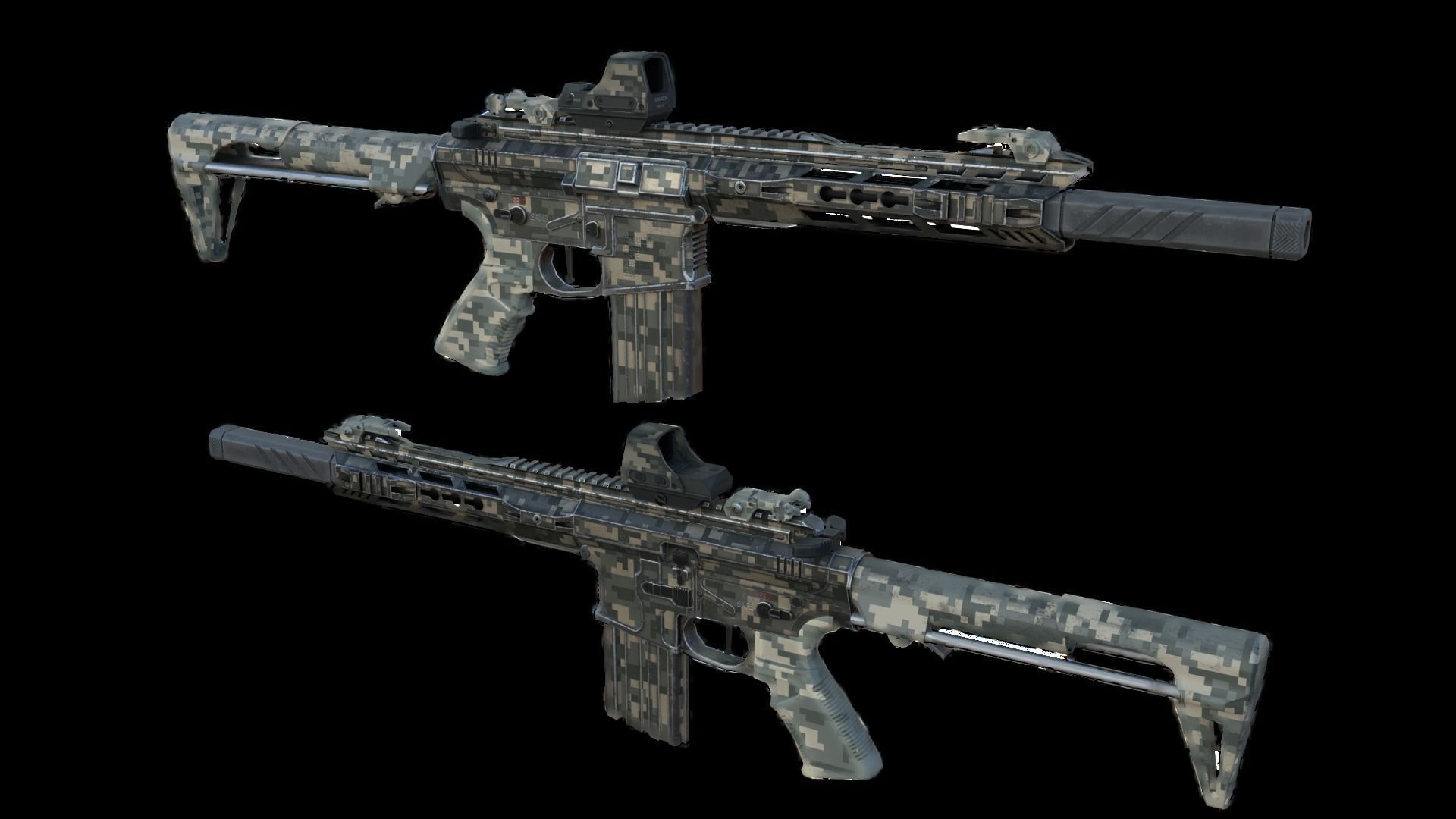Modular Combat Rifle-Close Quarter Combat Variant  Low-poly 3D model_11