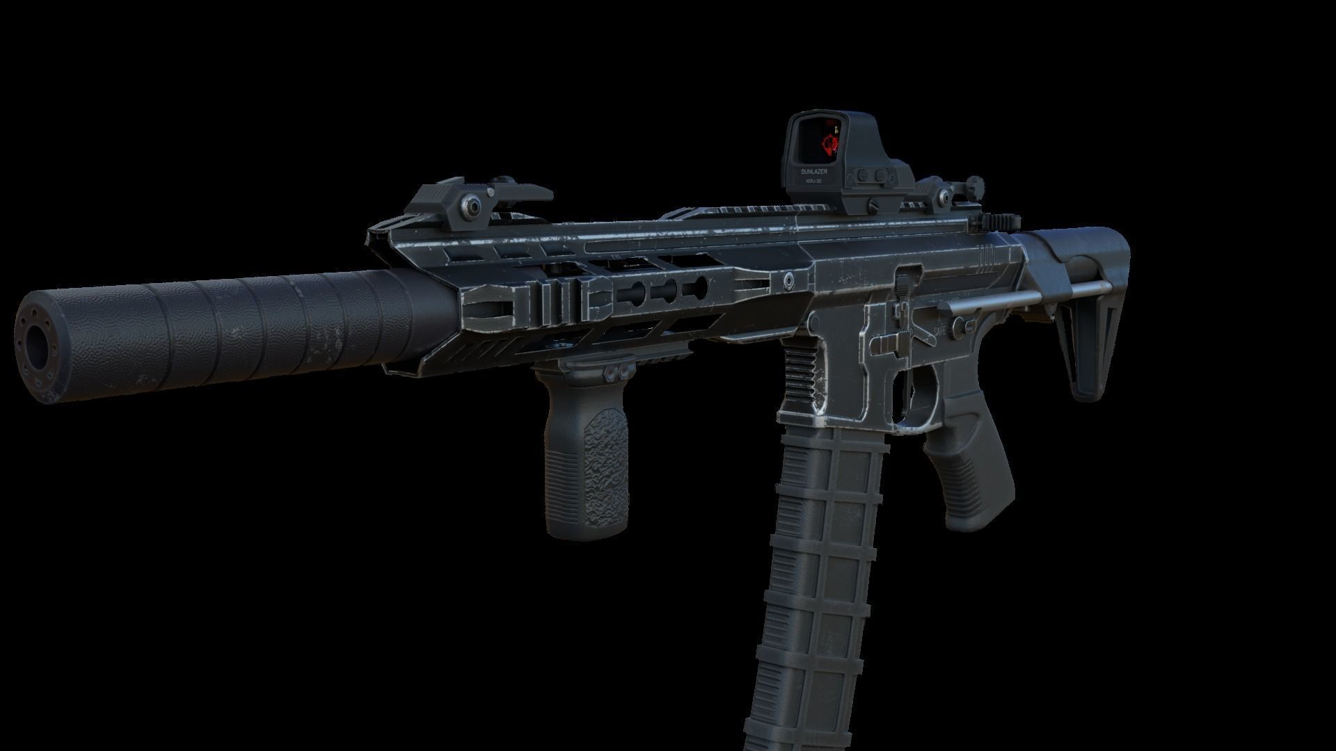 Modular Combat Rifle-Close Quarter Combat Variant  Low-poly 3D model_14