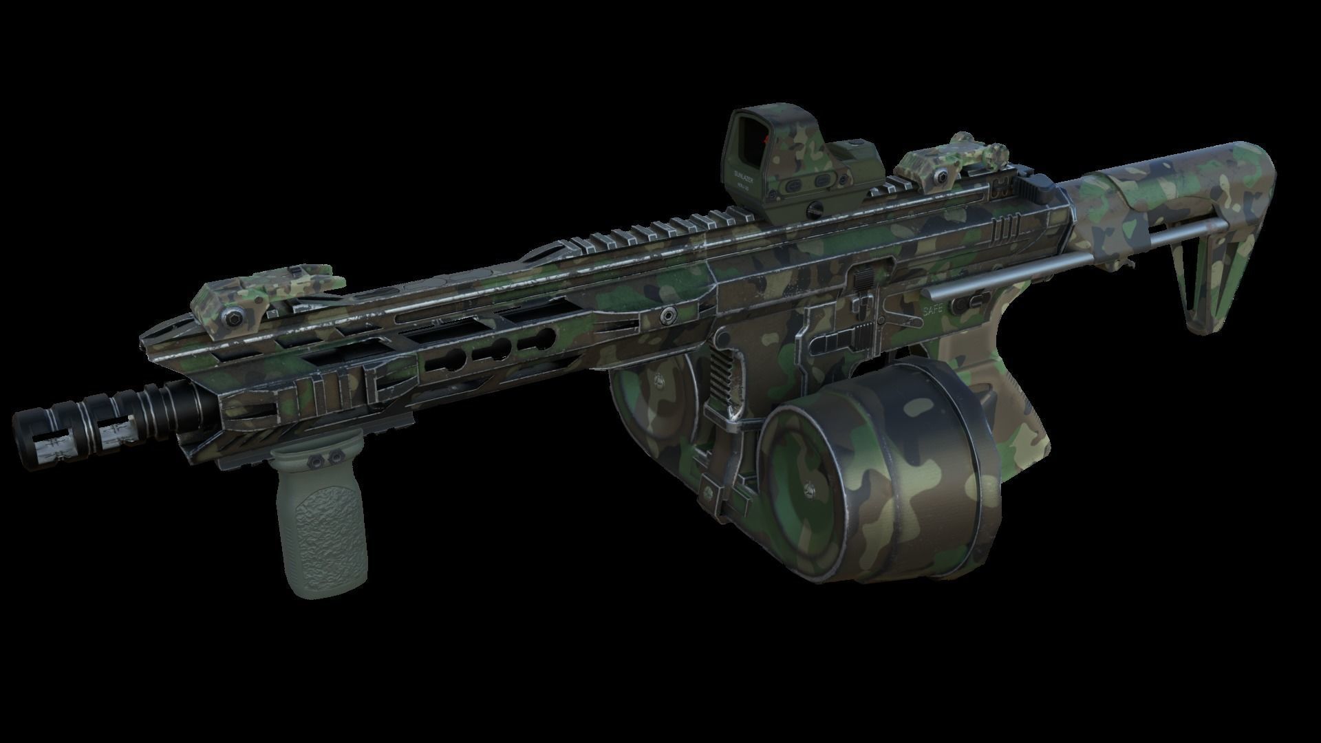 Modular Combat Rifle-Close Quarter Combat Variant  Low-poly 3D model_5