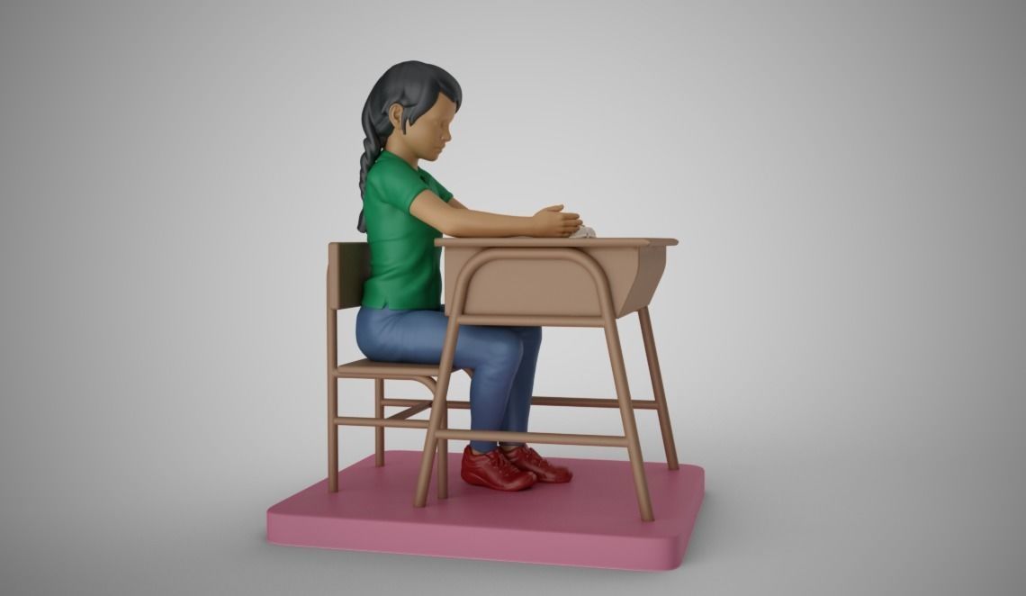 Girl in the Classroom 3D print model_6
