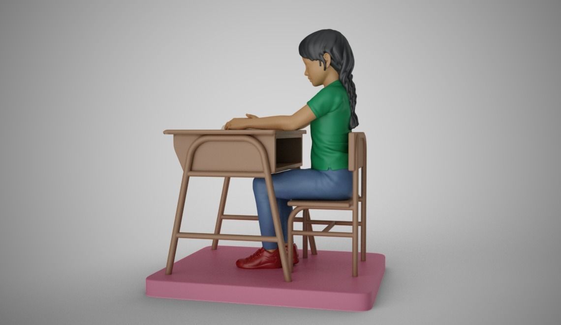 Girl in the Classroom 3D print model_10