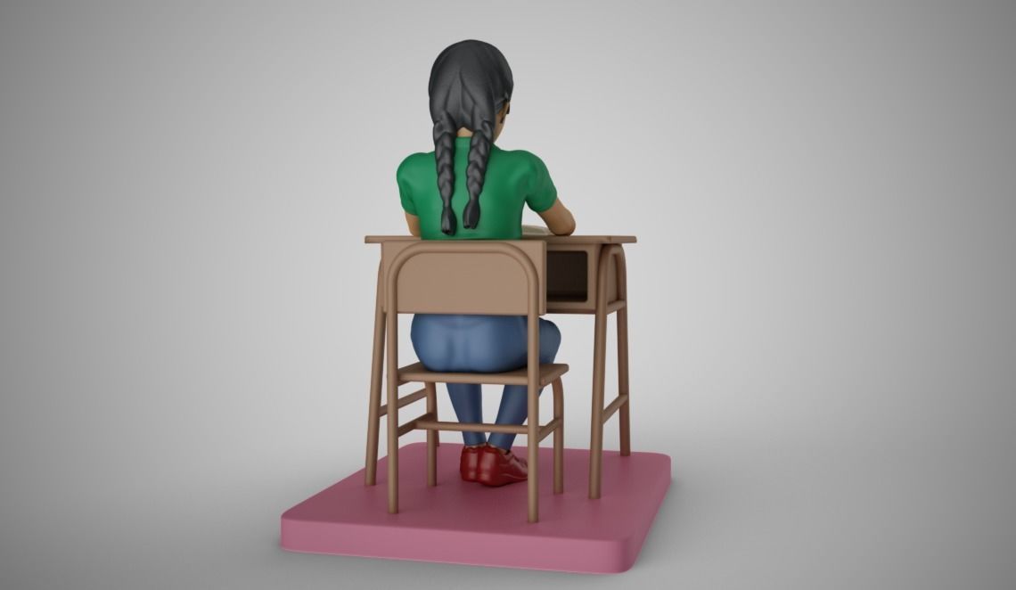 Girl in the Classroom 3D print model_8
