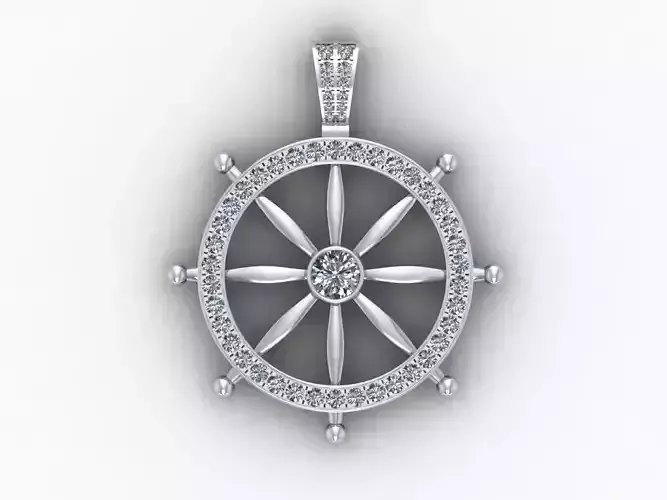 Steering wheel Gold Pendant Full Diamond