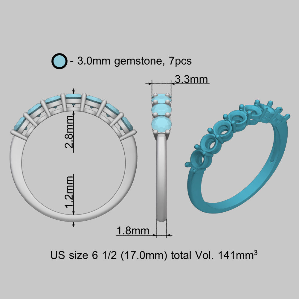 Seven Gems Gold Ring 3D print model_19