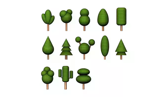 Simplified tree designs 3D print model