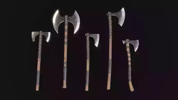 Viking Axes - Realistic Game Ready Pack Low-poly 3D model