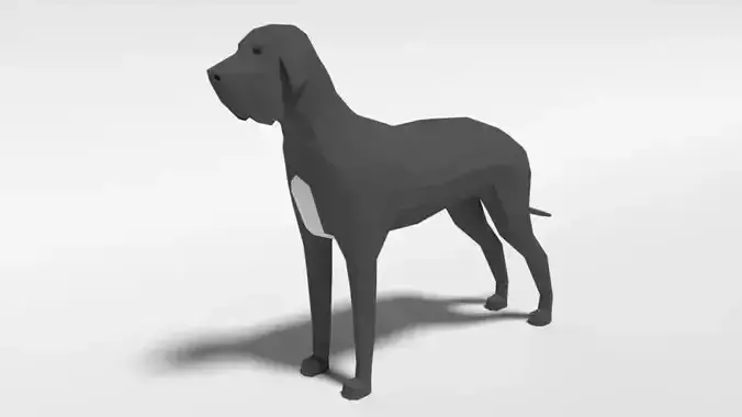 Low Poly Cartoon Great Dane Dog
