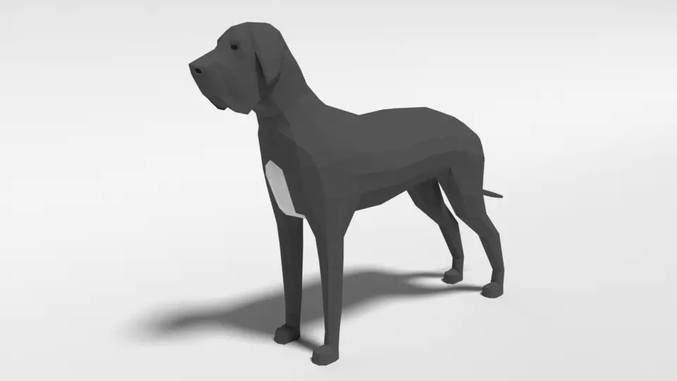 Low Poly Cartoon Great Dane Dog Low-poly 3D model