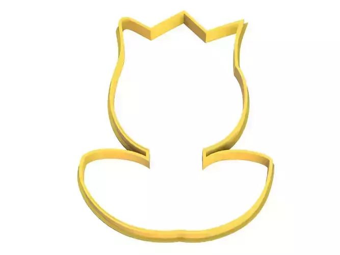 0034  Tulip with leaves cookie cutter 3D print model