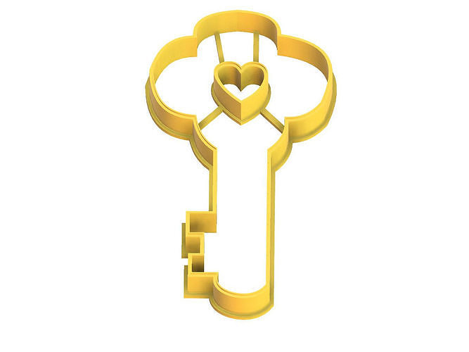 0035 Key with a heart cookie cutter 3D print model