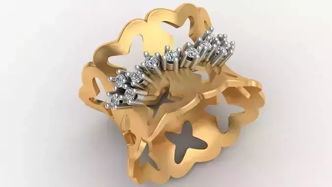 Butterfly Fashion Diamond Gold Ring