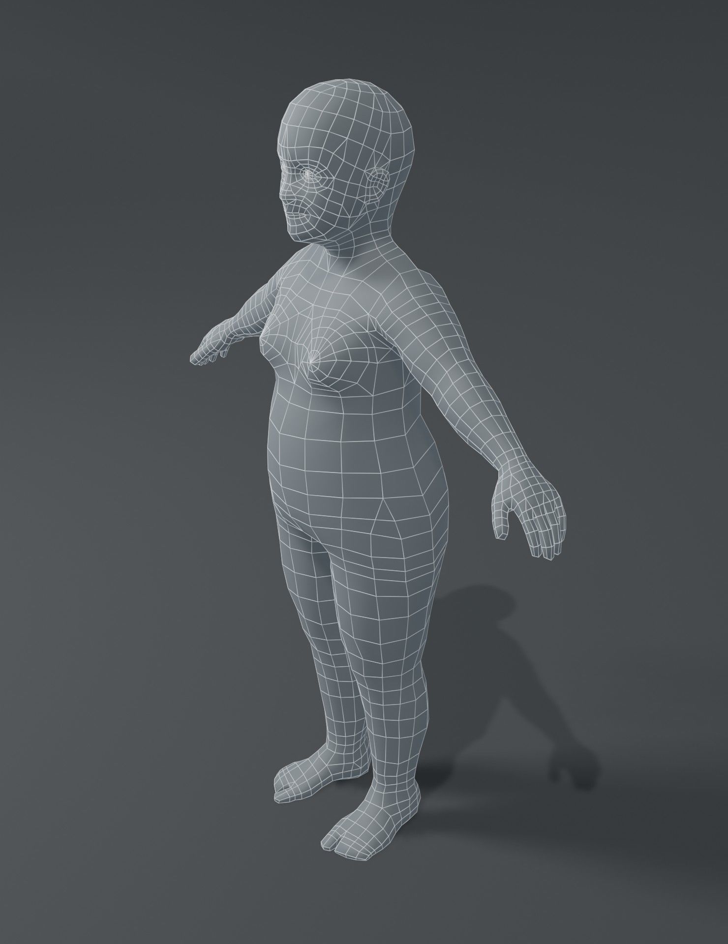Fat Girl Kid Child Body Base Mesh 3D Model Low-poly 3D model_15