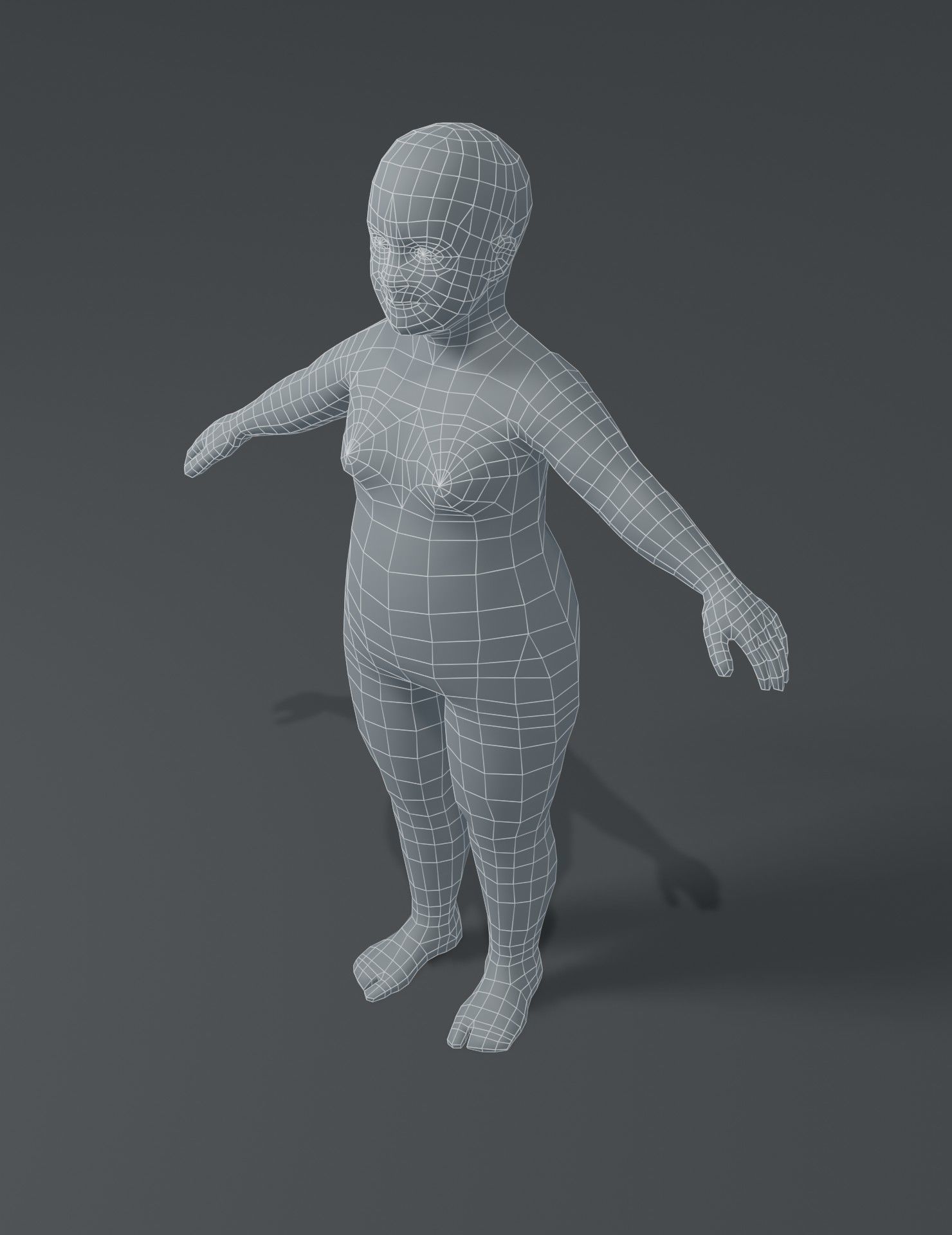 Fat Girl Kid Child Body Base Mesh 3D Model Low-poly 3D model_18
