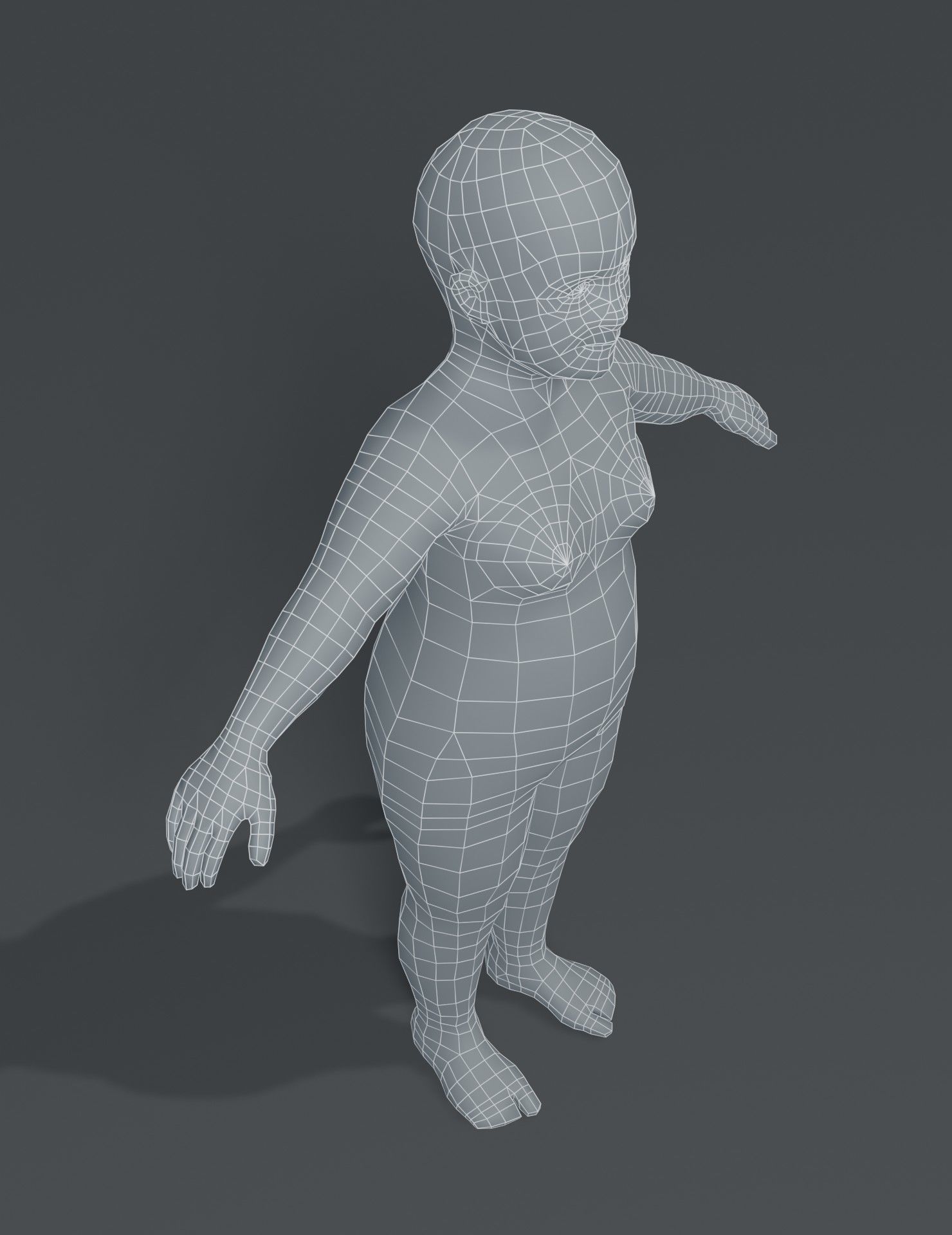 Fat Girl Kid Child Body Base Mesh 3D Model Low-poly 3D model_19