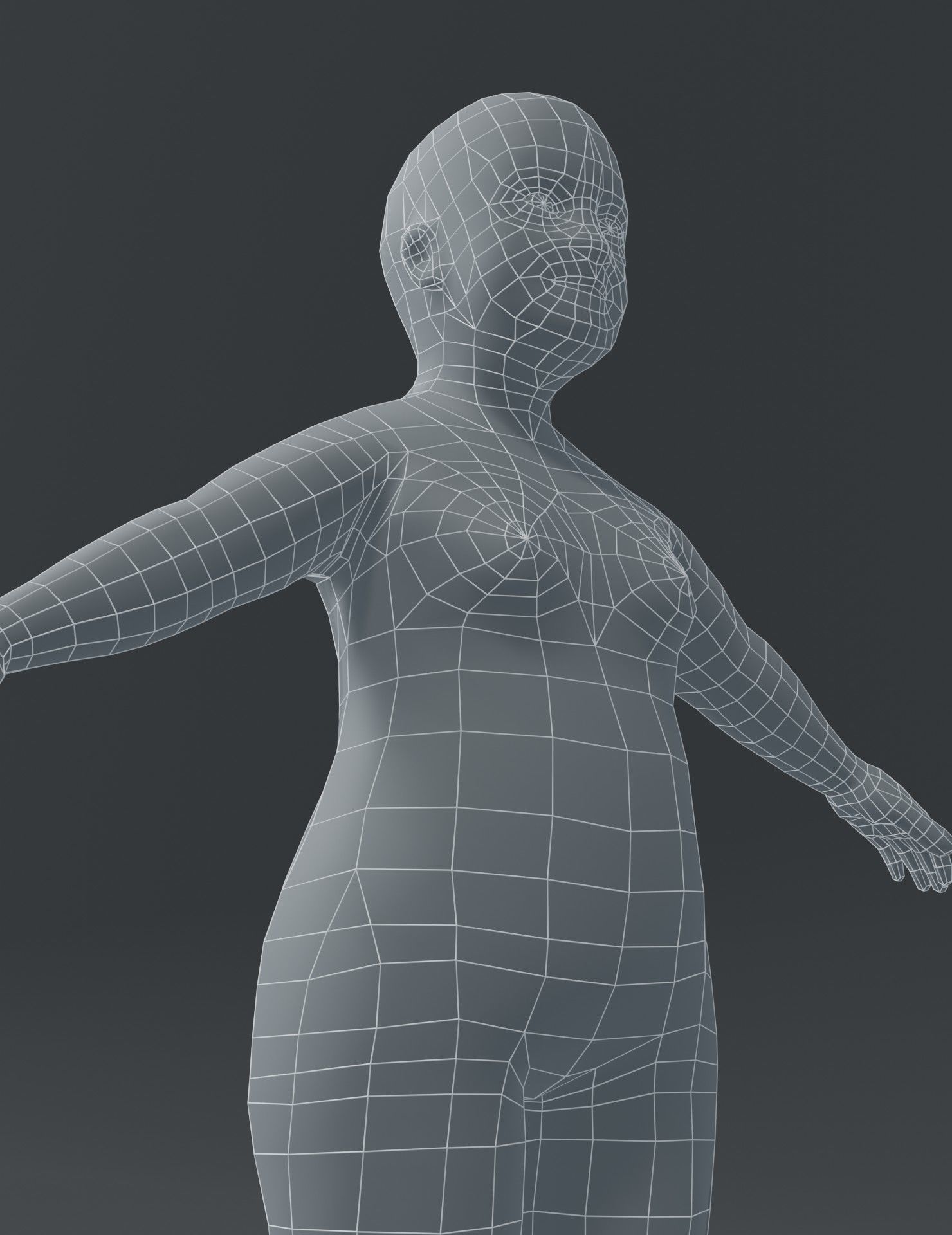 Fat Girl Kid Child Body Base Mesh 3D Model Low-poly 3D model_10
