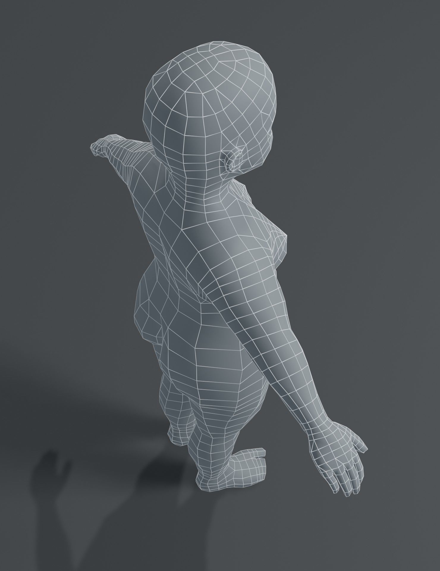 Fat Girl Kid Child Body Base Mesh 3D Model Low-poly 3D model_20