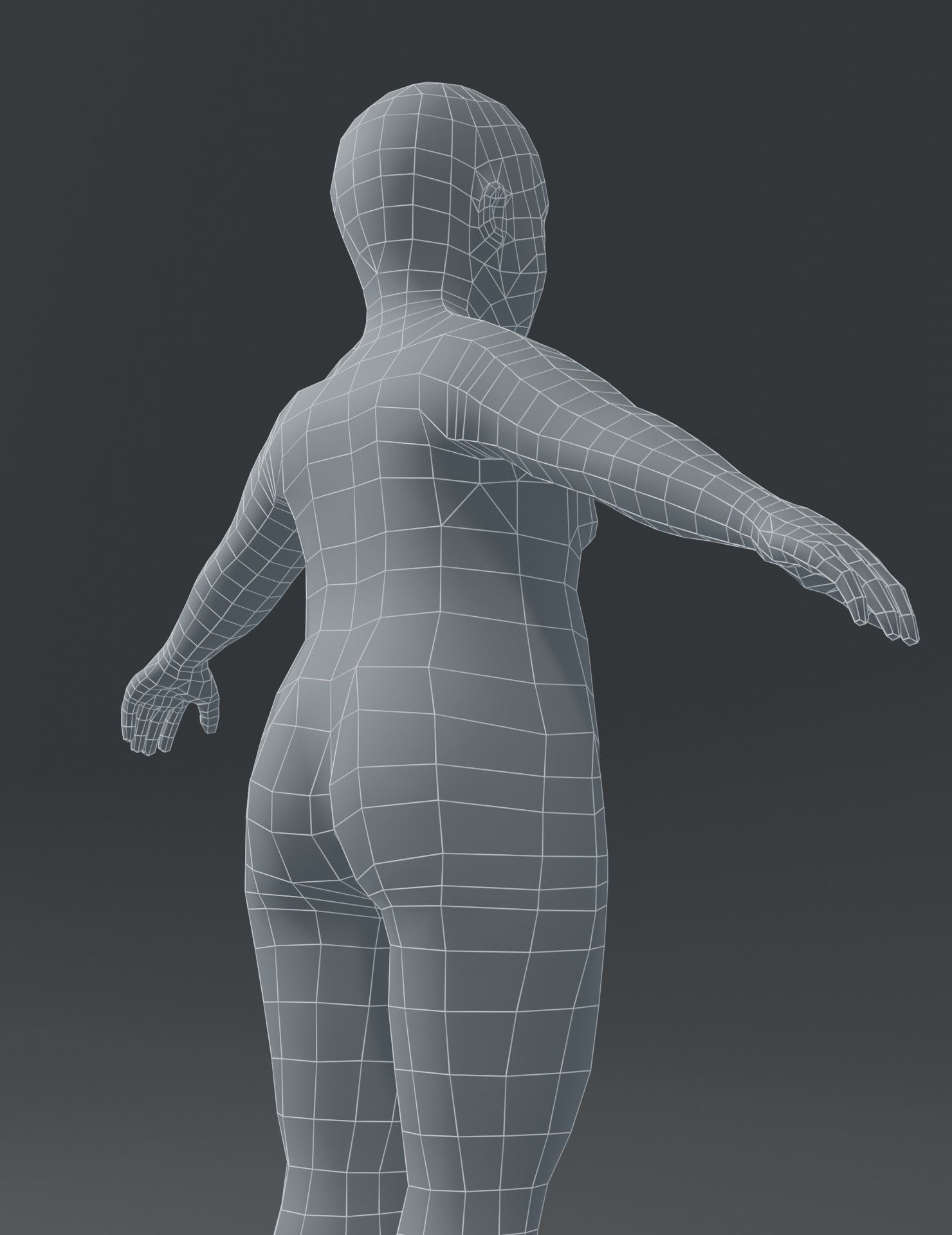 Fat Girl Kid Child Body Base Mesh 3D Model Low-poly 3D model_13