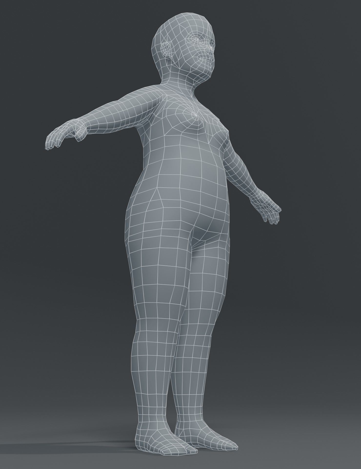 Fat Girl Kid Child Body Base Mesh 3D Model Low-poly 3D model_17
