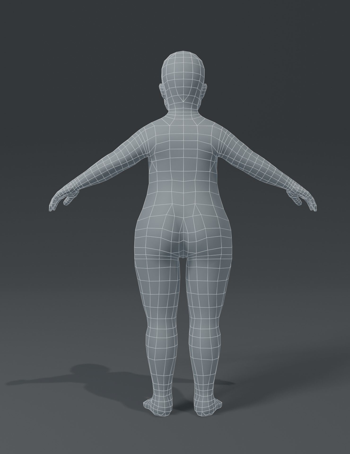 Fat Girl Kid Child Body Base Mesh 3D Model Low-poly 3D model_11