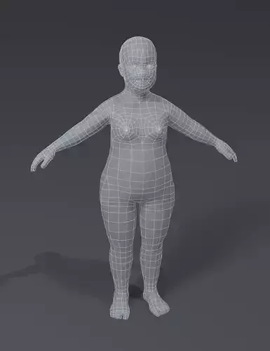 Fat Girl Kid Child Body Base Mesh 3D Model Low-poly 3D model