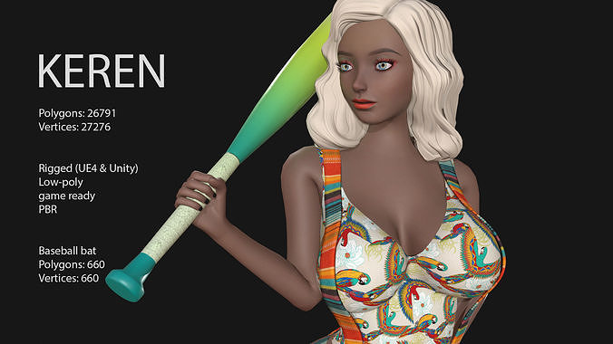 Keren Style VIII TROPICAL GIRL Low-poly 3D model