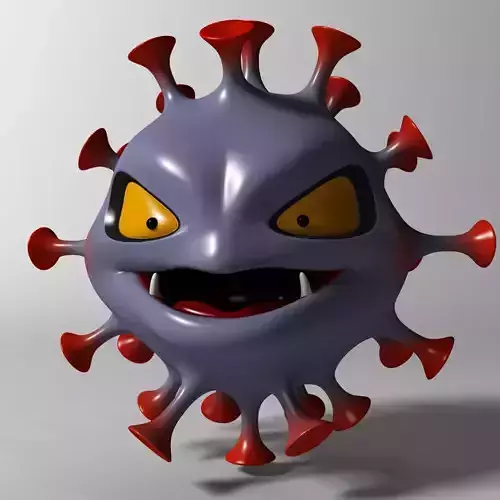 Cartoon Coronavirus Low-poly 3D model