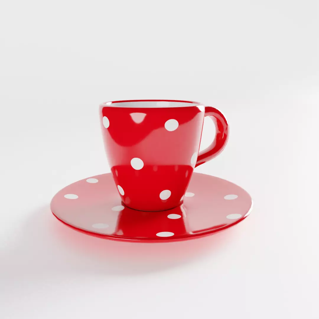 Polka Dot Espresso Coffee Cup 3D model_0