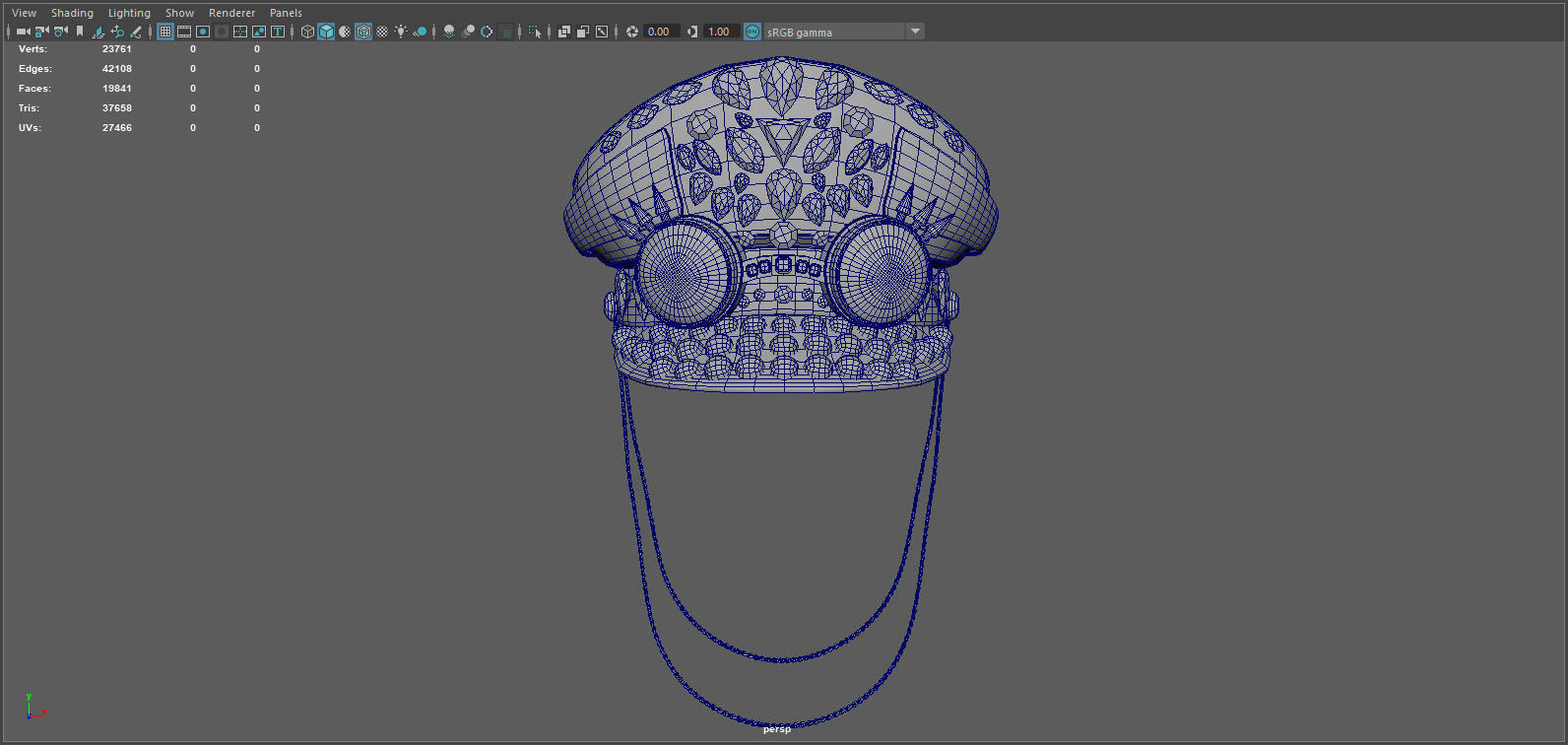Captain hat with google Low-poly 3D model_4
