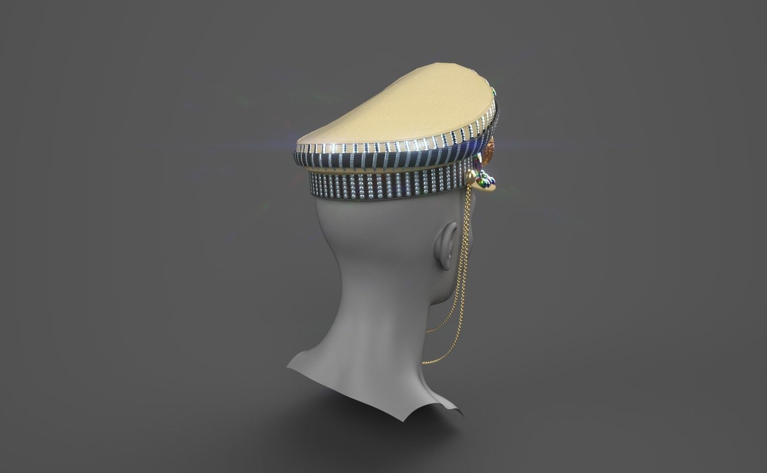 Captain hat with google Low-poly 3D model_2
