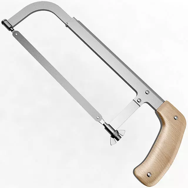 Hacksaw saw with wooden handle 3D model