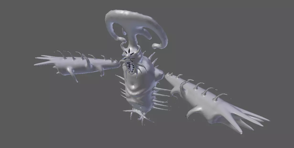 monster creature with wings and claws 3D model_0