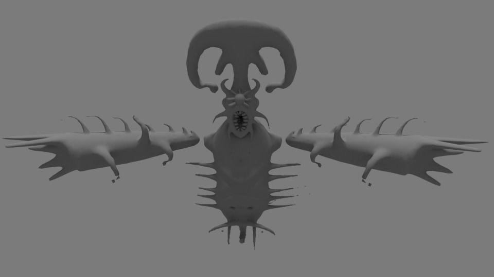 monster creature with wings and claws 3D model_1