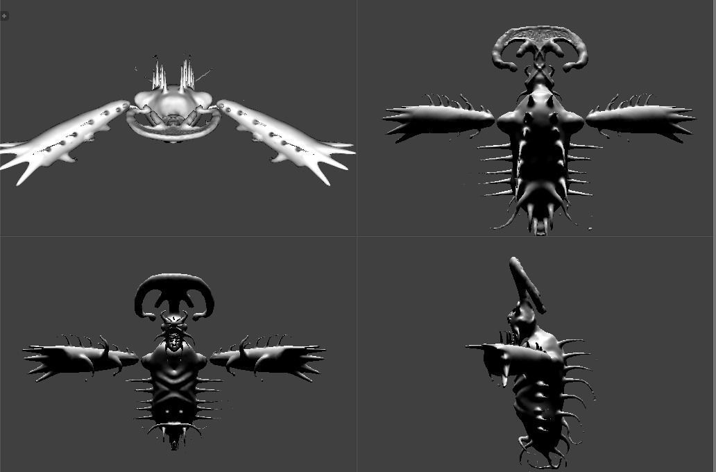 monster creature with wings and claws 3D model_2