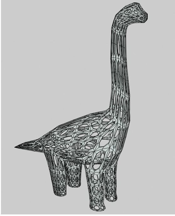 Ready to 3D Print Wireframe Dinosour Brachiasourus Model 3D print model_4