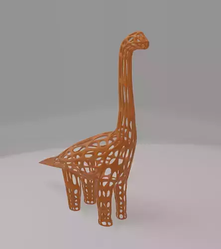 Ready to 3D Print Wireframe Dinosour Brachiasourus Model