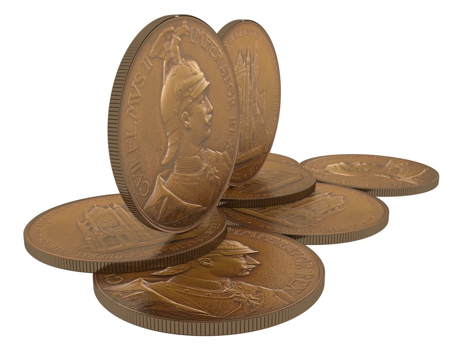 Bronze 1903 Coins of Lorraine Metz Medailles diverses 3D model_5