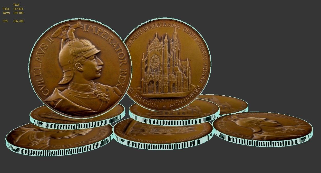 Bronze 1903 Coins of Lorraine Metz Medailles diverses 3D model_7