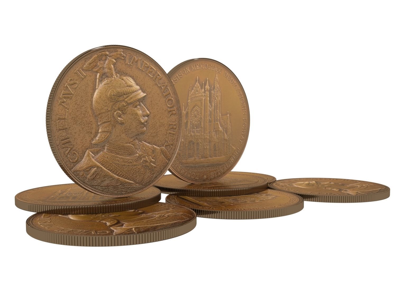 Bronze 1903 Coins of Lorraine Metz Medailles diverses 3D model_2