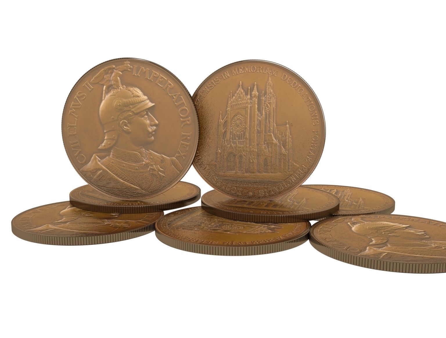 Bronze 1903 Coins of Lorraine Metz Medailles diverses 3D model_3