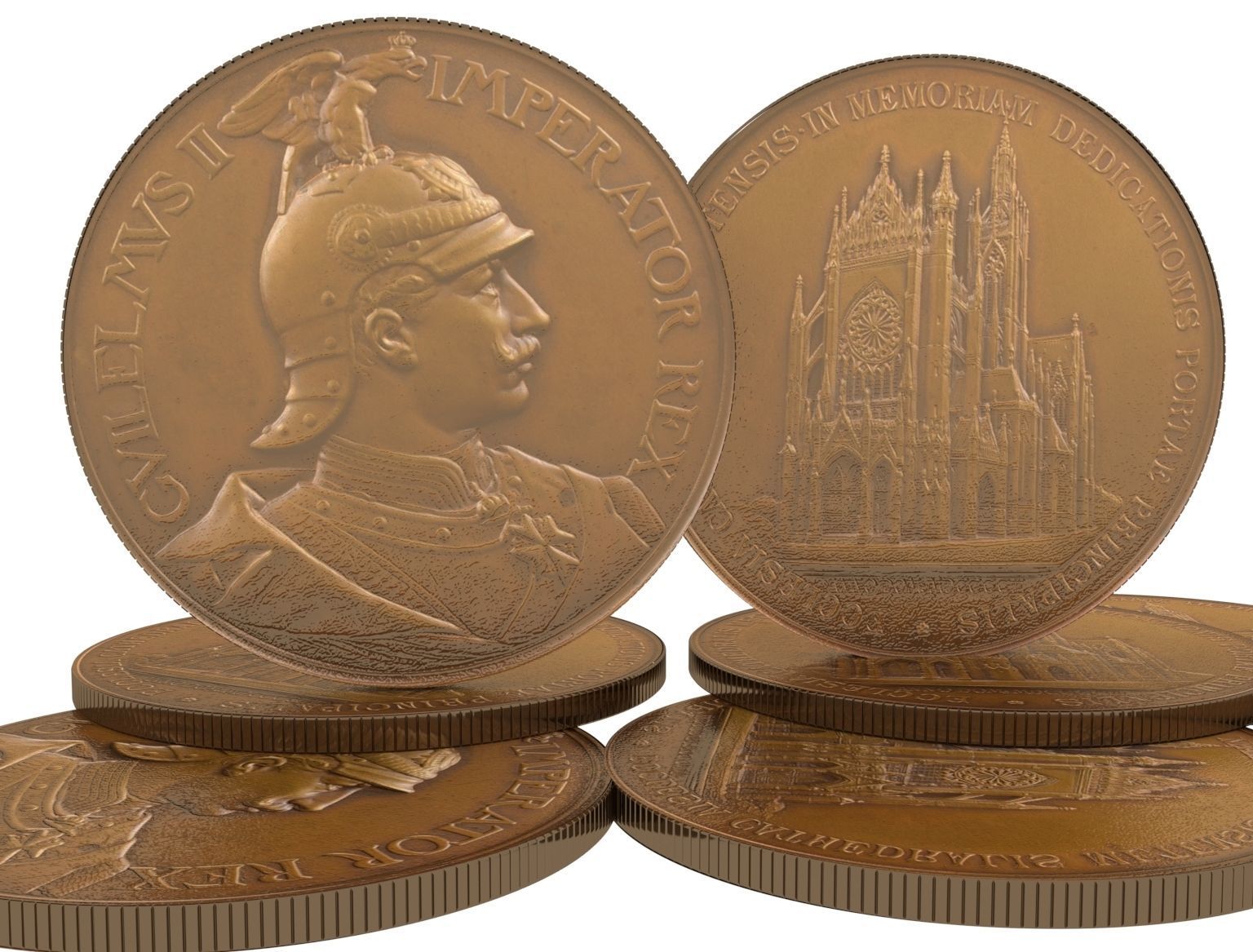 Bronze 1903 Coins of Lorraine Metz Medailles diverses 3D model_4