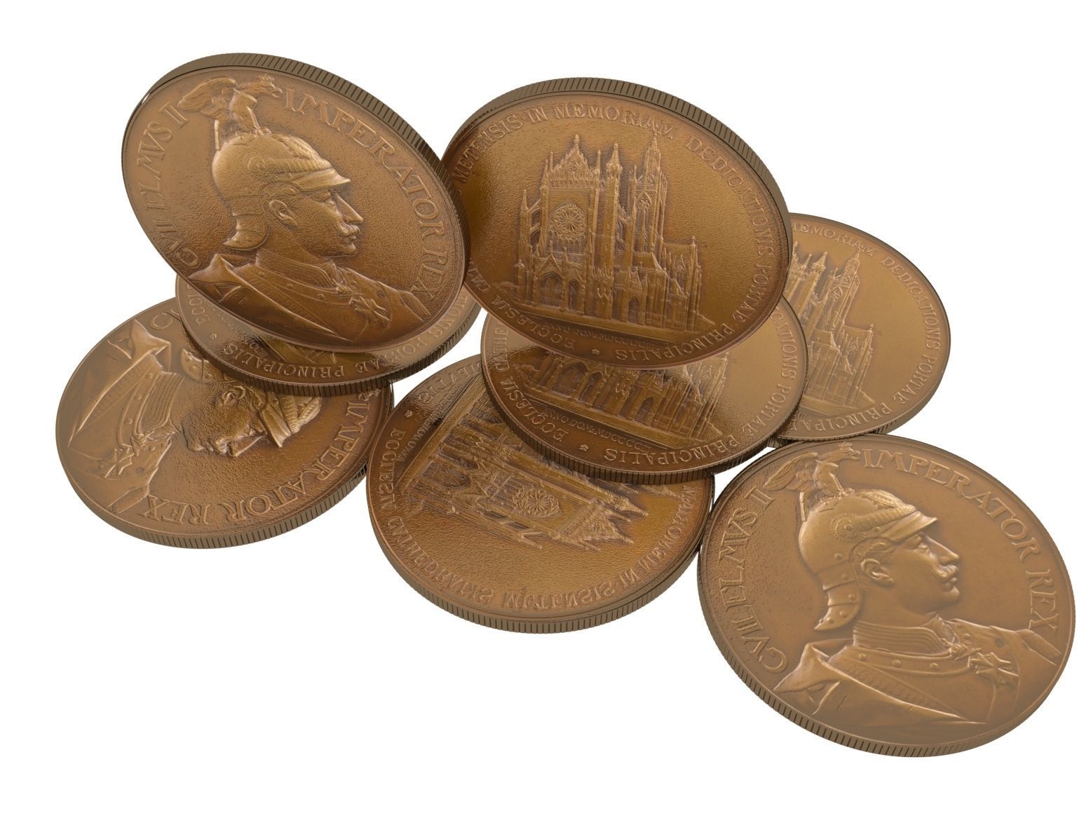Bronze 1903 Coins of Lorraine Metz Medailles diverses 3D model_1
