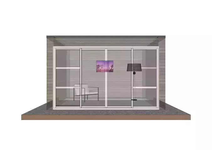 BUNGALOW room with glass doors and windows