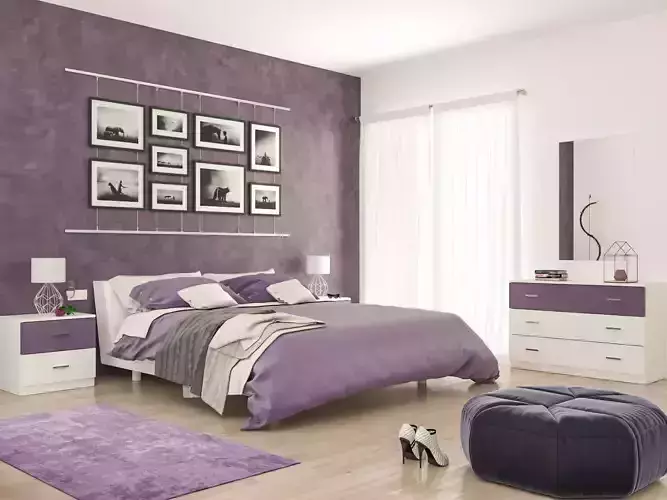 purple bedroom 3D model