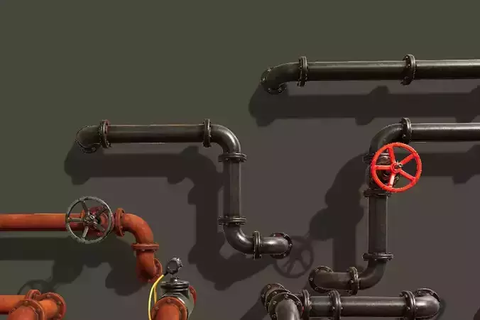 PBR Modular Pipes Set - Unity Project 2017 Low-poly 3D model