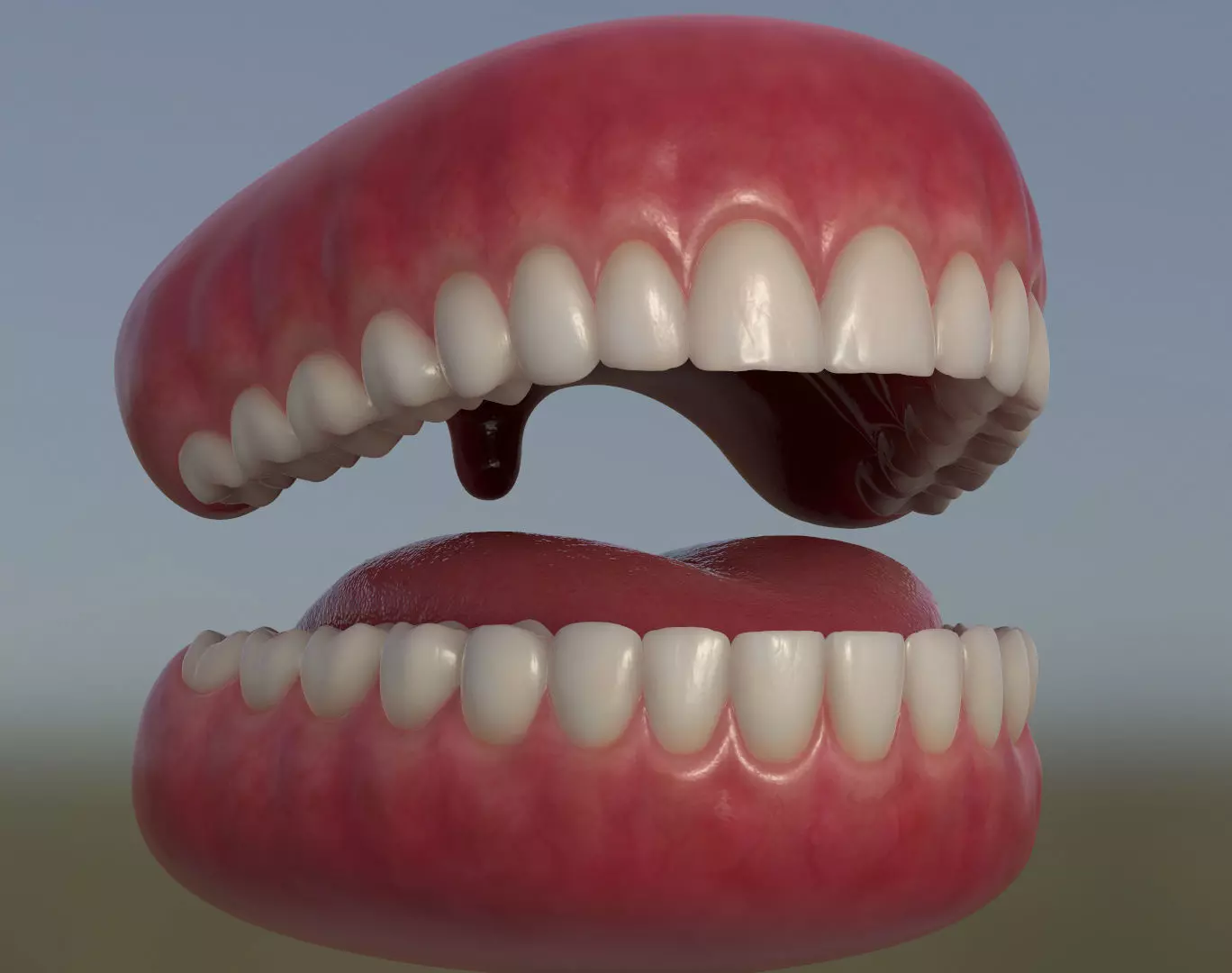 Teeth with gums and Tongue Low-poly 3D model_0