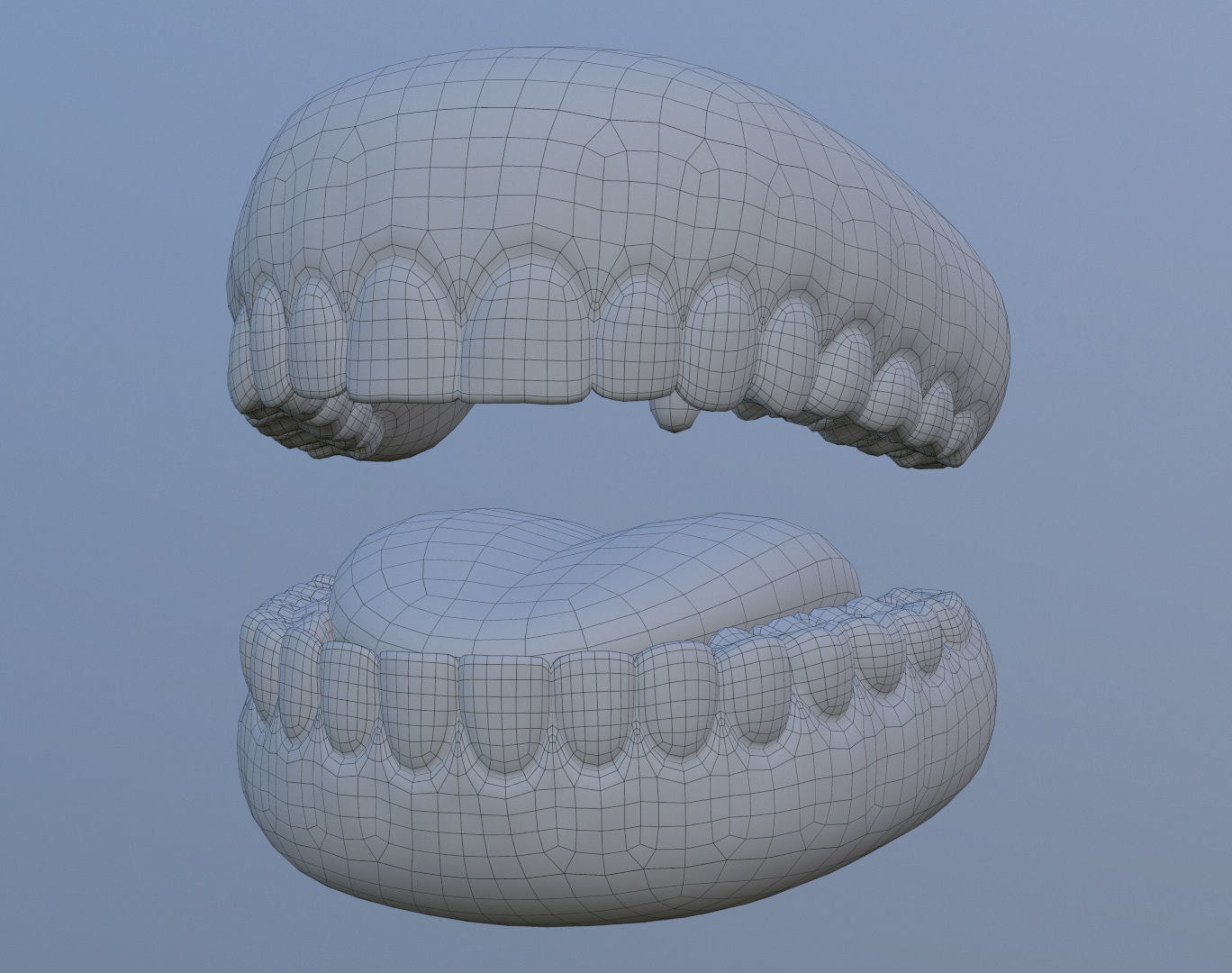 Teeth with gums and Tongue Low-poly 3D model_5