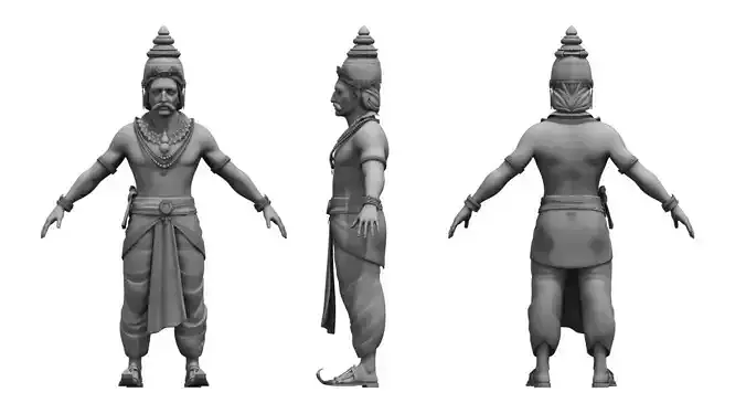 king 3d model indian god