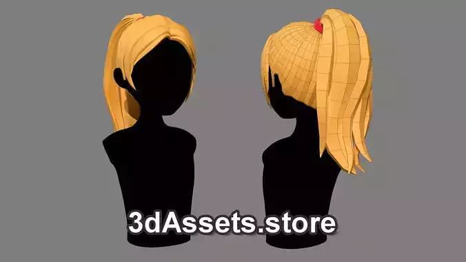 Character - Cartoon - Girl Tails Hair 01