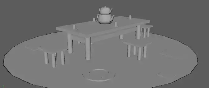 table set with two chairs and vase