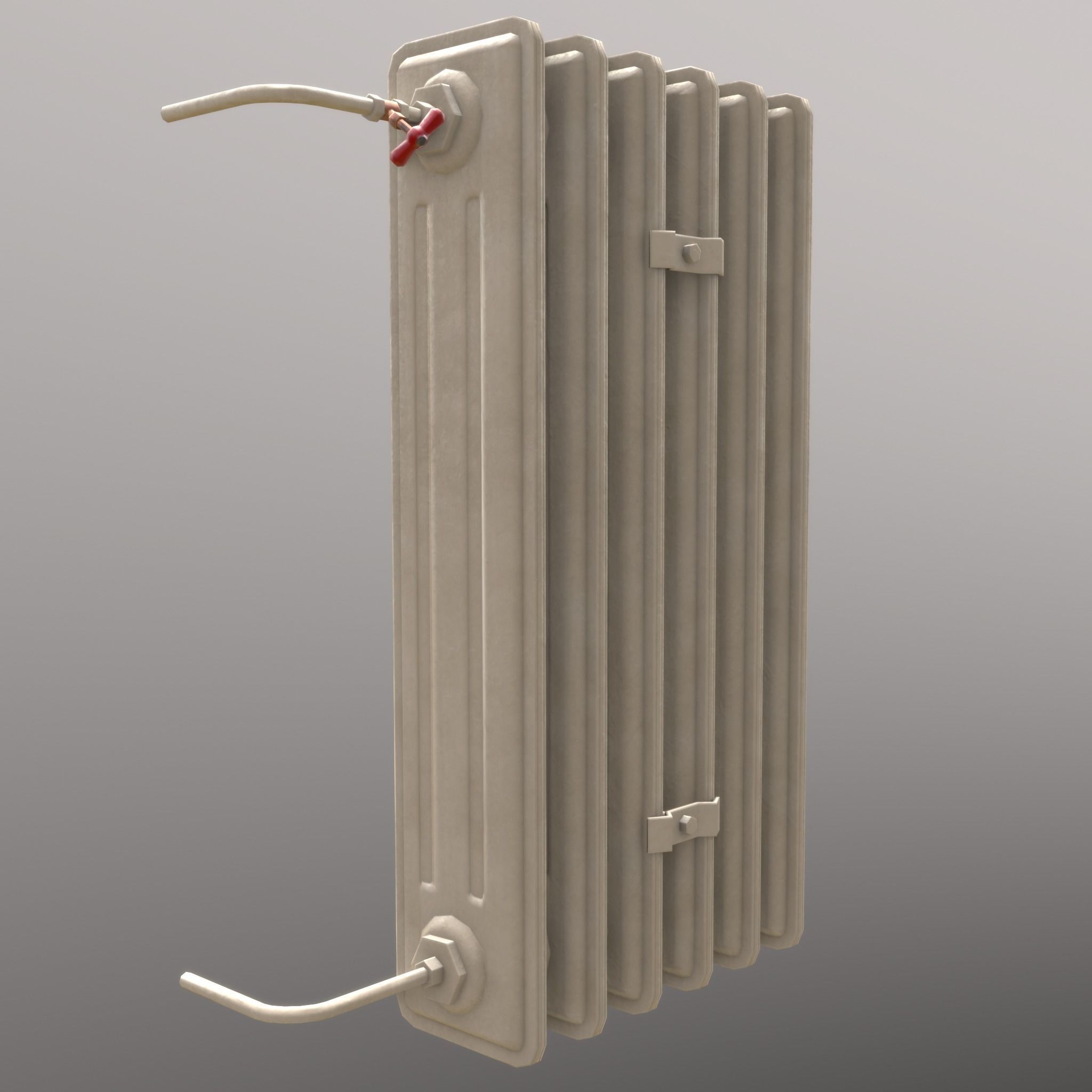 Old Radiator Tall Cream - Unity - HDRP - UE4 Low-poly 3D model_1